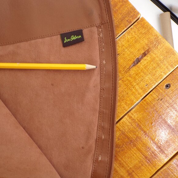 Sam Edelman Size 7 Penny2 Whiskey Leather Wide Calf Brown Tall Riding Boot - Picture 12 of 14